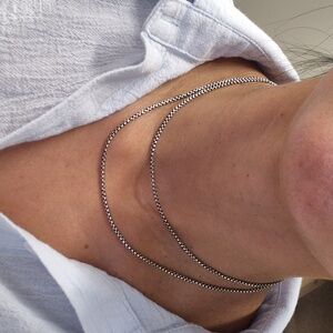 Veritile Long Silver Chain Necklace